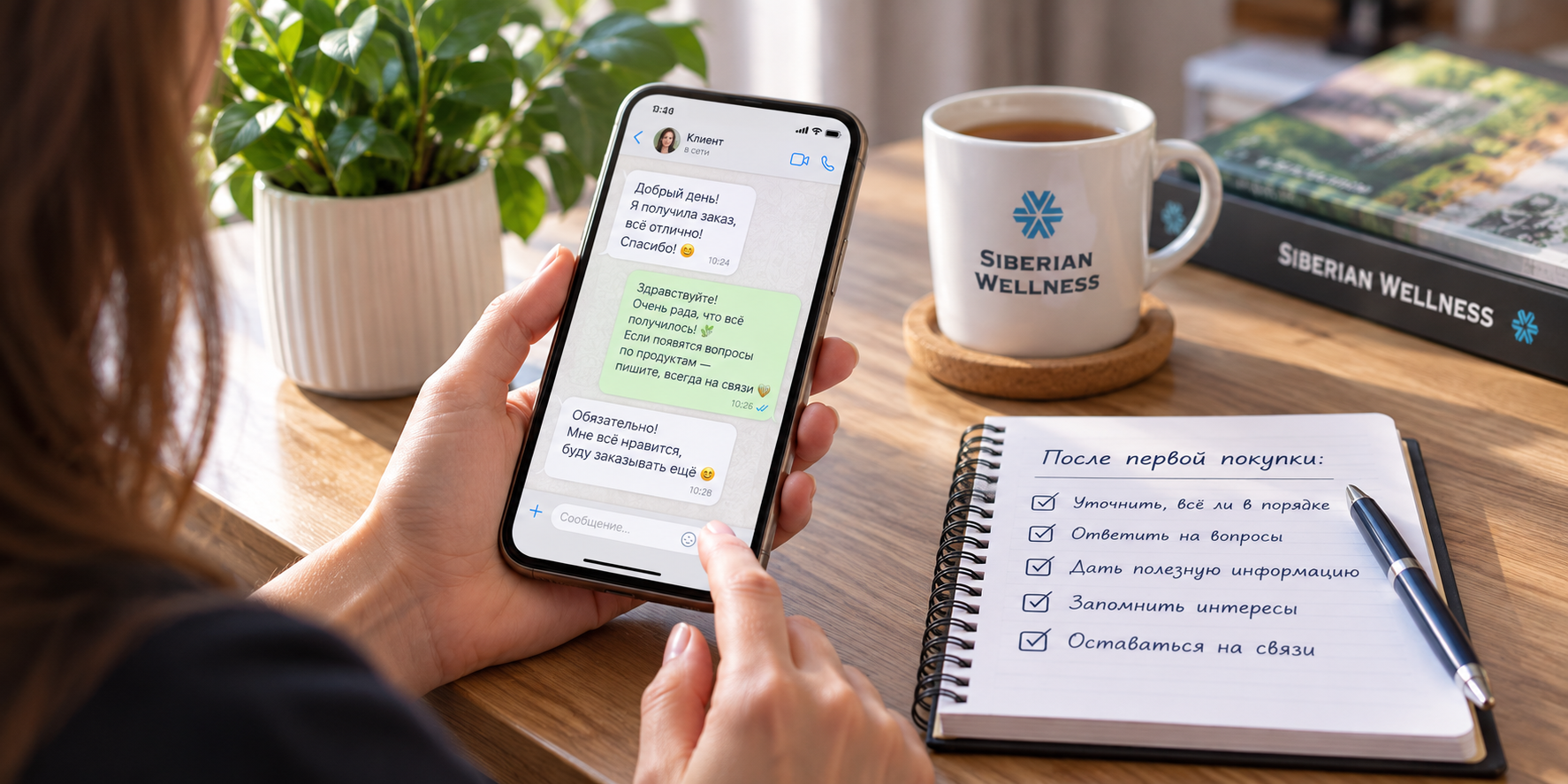 Работа с постоянными клиентами Siberian Wellness через клиентский чат